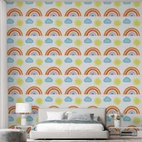 Rainbows, Clouds and Sunshine Cute Pattern Wallpaper