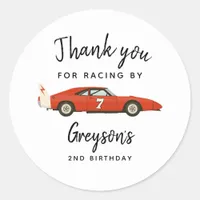 Race Car Boy 2nd Birthday Party Classic Round Sticker