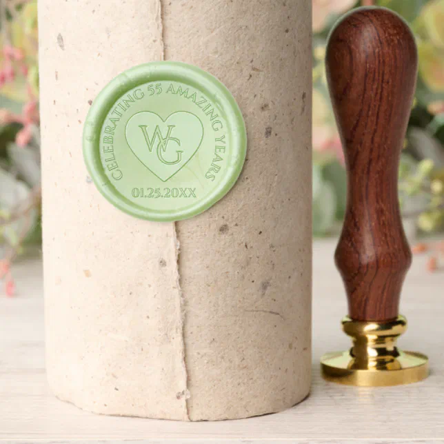 Elegant 20th 38th 55th Emerald Wedding Anniversary Wax Seal Stamp