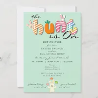 Easter Brunch Egg Hunt Bunny Colorful Pastel Mint Invitation