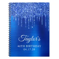 Dripping Royal Blue Glitter Glam 40th Birthday Notebook