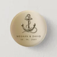 Rustic Vintage Antique Anchor Nautical Wedding Button