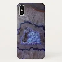 Blue and White Geode Mineral Stones Cell Case