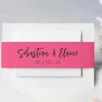 Hot Pink Modern Fun Wedding Invitation Belly Band