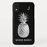 Silver Pineapple Space Snack Fruit Monogrammed iPhone XR Case