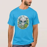 Extraterrestrial Alien in Flowers Starry Night T-Shirt