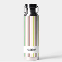 Trendy Modern Personalized Stripes Water Bottle