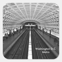 Washington Metro Station Looking at the Rails Square Sticker