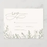 Sage Wildflowers Woodland Garden Floral RSVP Postcard