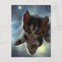 Kitten Flying in Space Postcard