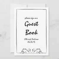 Timeless Hand Drawn Swan Wedding Guest Book Sign Invitation
