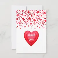 Valentine's Day Red Confetti Hearts Personalized Thank You Card