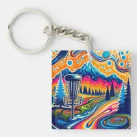 Psychedelic Disc Golf Course in the Mountains Keychain