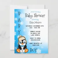 Baby Penguin Winter Baby Shower Postcard