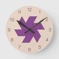 Violet Trapezoid Tile Blossom Round Clock