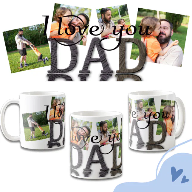 I love you dad, photo collage mug