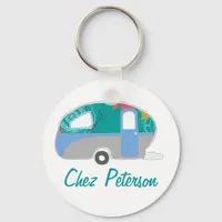 Personalized Retro Art Caravan Owner's Keychains