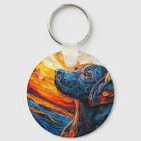 Colorful Labrador Retriever Dog Portrait Keychain