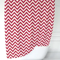 Red and White Chevron Shower Curtain