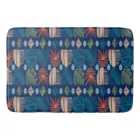 Caribbean Tribal Mudcloth: Festive Blue, Orange Bath Mat