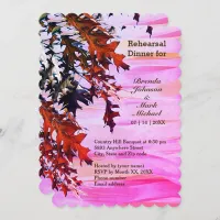 Autumn Leaves Orange Pink Swirl Rehearsal Dinner Invitation