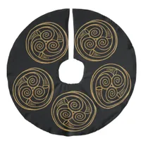 Triple Celtic Knot Swirl Mandala Faux Linen Tree Skirt