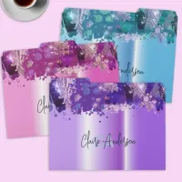 Artistic Modern Glam Blue Pink Purple Metallic File Folder