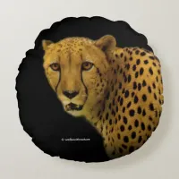 Trading Glances with a Magnificent Cheetah Round Pillow