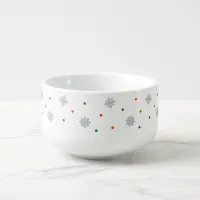 Christmas snowflakes and dots pattern soup mug