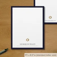 Business Logo Modern Luxury Navy Border Letterhead