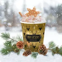 Deer Antlers Arrows Christmas Pattern Gold ID861 Paper Cups