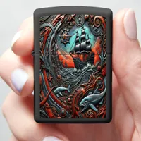 Vibrant Ocean Journey With Ship & Sea Life Zippo Lighter