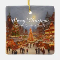 Kitsch Nostalgic German Christmas Market Greetings Ceramic Ornament