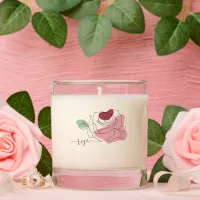 Lovely Rose Minimalist Line Art   Scented Candle