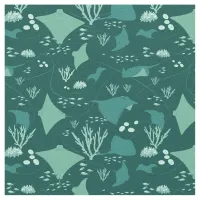 Stingrays Manta Rays Blue Underwater Pattern Fabric