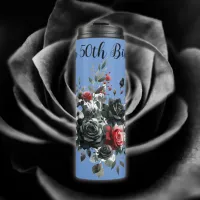 Happy 50th Birthday Red and Black Roses | Thermal Tumbler