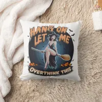 A witch contemplating under a full moon at dusk throw pillow