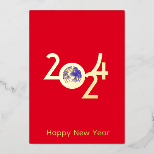 Earth in 2024 - minimalist design foil invitation