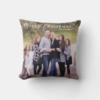 Merry Christmas Elegant Typography Family Photo Throw Pillow