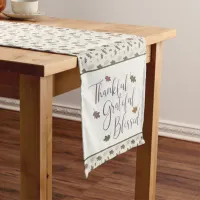 Rustic Thanksgiving Grateful Blessed Autumn Leaves Short Table Runner