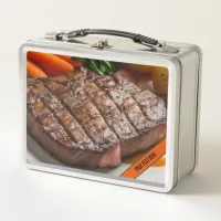 Steak Dinner and Cow  Metal Lunch Box