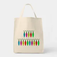 Colorful Merry Christmas Lights Font Tote Bag