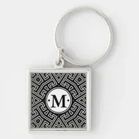 Geometric Pattern Monogram Black and White ID149 Keychain