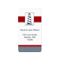 navy stripes,lighthouse, nautical wedding labels