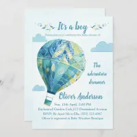Hot Air Balloon It's A Boy Baby Shower Invitation