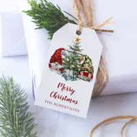 Cute Gnomes Merry Christmas Watercolor Gift Tags