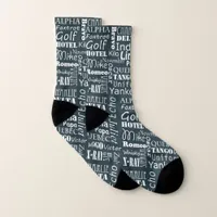 Phonetic Alphabet Language Air Force Blue Pattern Socks