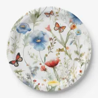 Floral Wildflower Butterfly Paper Plates