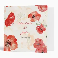 Pretty Red Poppies floral wedding Planner Binder