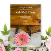 Pink Daisy Horseshoe Western Engagement Party Invitation